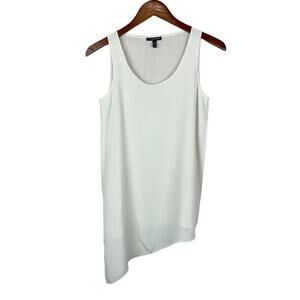 Eileen Fisher Petite Tank Top Silk White Grey Layered Front Women's PP 2P 4P